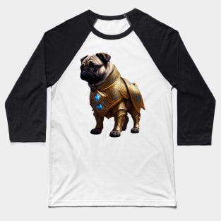 Mighty Pug in Heavy Mythical Armor with Power Source Baseball T-Shirt